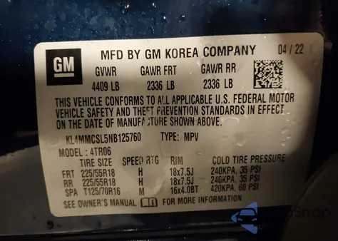 2022 Buick Encore Gx Awd Preferred z USA, uszkodzony, nr VIN KL4MMCSL5NB125760